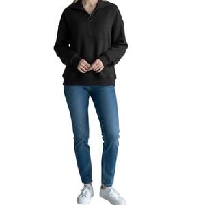 Vuori Crescent Half Zip Pullover Women’s Medium Black Stretch Sweater Top Shirt